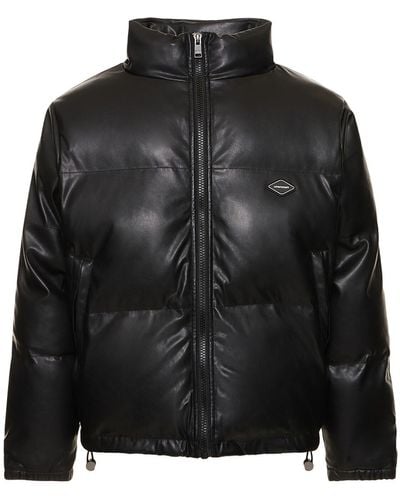 Unknown Faux Leather Puffer Jacket - Black