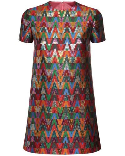 Valentino Jacquard Archive Logo Mini Dress - Multicolor