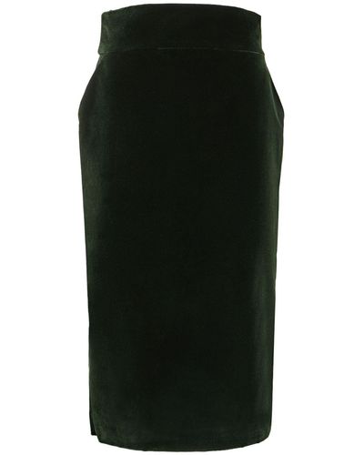 Alexandre Vauthier Gonna midi vita alta in velluto di cotone - Nero