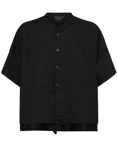Yohji Yamamoto Camisa de seda con manga corta - Negro