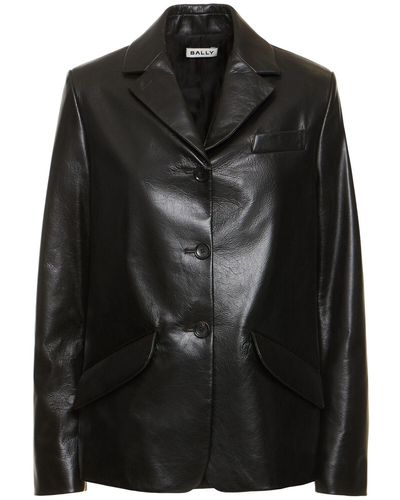 Bally Leather Blazer Jacket - Black
