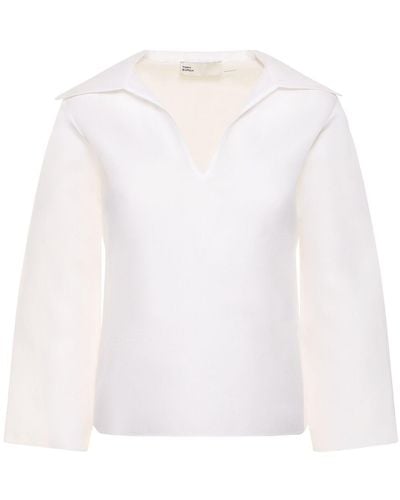 Tory Burch Cotton Silk Gazar Tunic Shirt - White