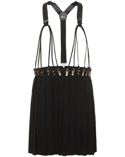 Noir Kei Ninomiya Wool Gabardine Mini Dress W/suspenders - Black
