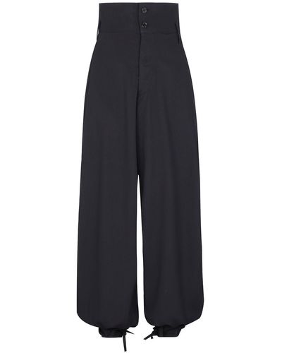 Alexandre Vauthier High Rise Wide Crepe Pants - Blue