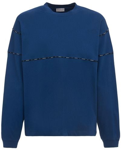 Moncler Cotton Long Sleeved T-shirt - Blue