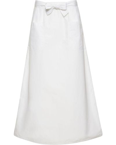 Totême Cotton Midi Skirt W/ Bow - White