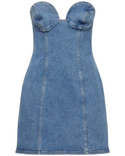 Magda Butrym Denim Bustier Strapless Mini Dress - Blue