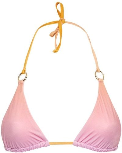 Louisa Ballou Mini Ring Printed Stretch Bikini Top - Pink