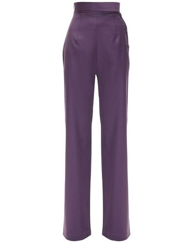Matériel Cool Wool Wide Leg Pants W/ Side Buttons - Purple
