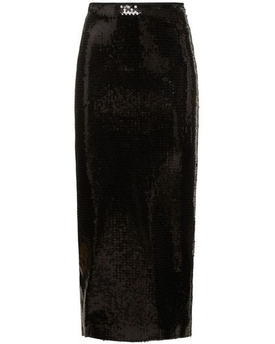 David Koma Jupe crayon midi en sequins métallisés - Noir