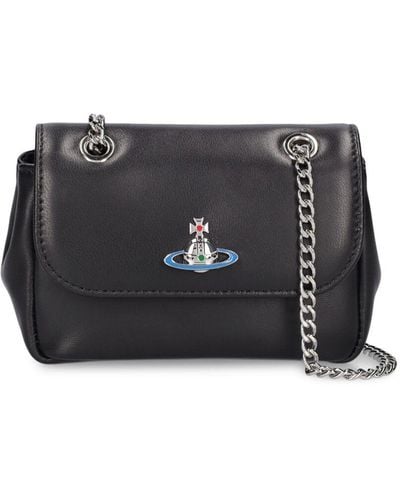 Vivienne Westwood Small Leather Shoulder Bag W/chain - Black