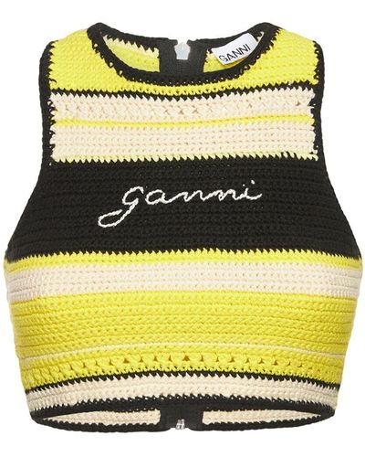 Ganni Top de bikini de crochet de algodón - Amarillo