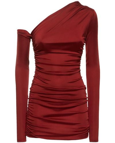 ANDAMANE Olimpia Draped Stretch Jersey Midi Dress - Red