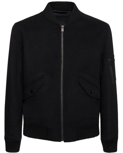 Theory Flight Wool & Cashmere Bomber Jacket - Black