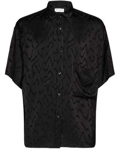 Saint Laurent Silk Overshirt - Black