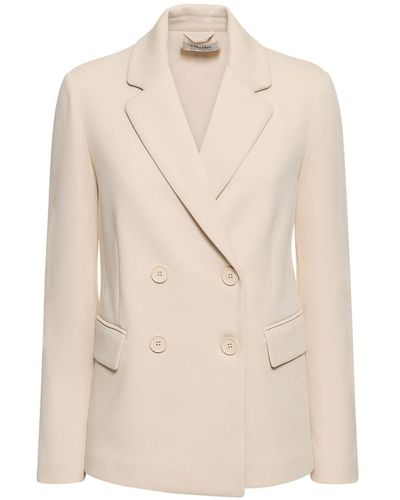 Max Mara Scrigno Jersey Double Breasted Jacket - Natural