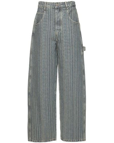 Marc Jacobs Pantaloni painter in denim monogram - Grigio