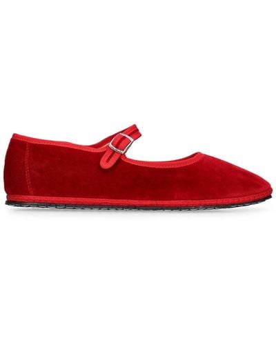Vibi Venezia Chaussures mary jane en velours rosso 10 mm - Rouge