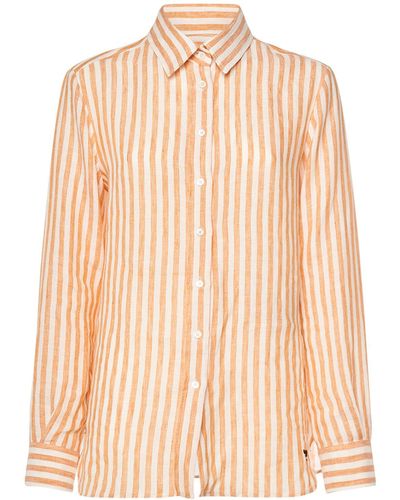 Weekend by Maxmara Lari Striped Linen Canvas Shirt - Brown