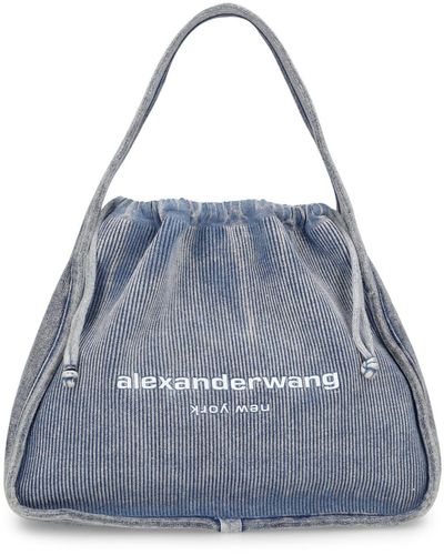 Alexander Wang Grand sac porté épaule en coton ryan - Bleu