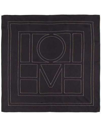 Signature monogram silk cotton scarf burnt orange – Totême