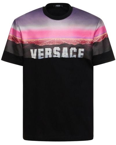 Versace T-shirt Aus Baumwolle " Hills" - Schwarz