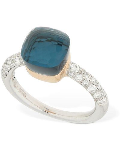 Pomellato Nudo 18kt Ring W/ Topaz & Diamond - Blue