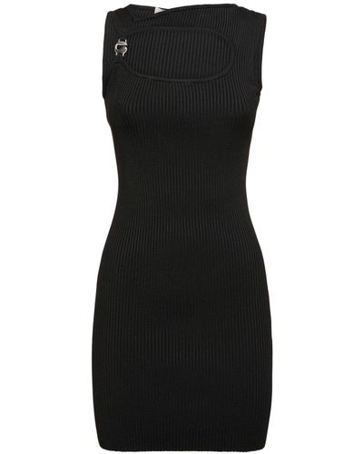 Coperni Knitted Cut-Out Viscose Mini Dress - Black