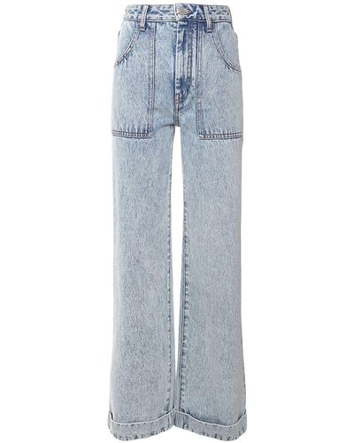 Alessandra Rich Jeans Vita Alta In Denim Di Cotone - Blu