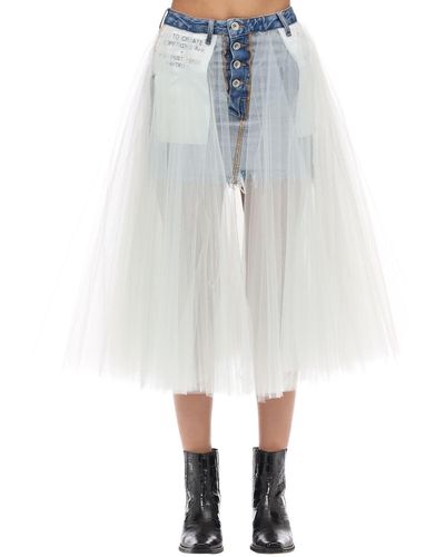 Unravel Project Denim And Tulle Skirt - Multicolor