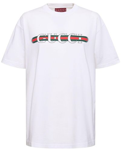 Gucci T-shirt Aus Baumwolljersey "ancora G Loved" - Weiß