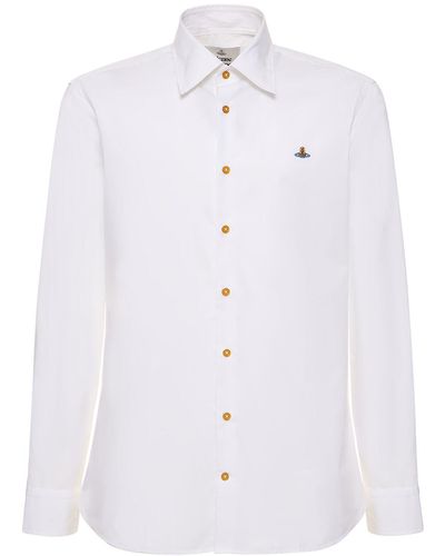 Vivienne Westwood Logo Embroidery Cotton Poplin Shirt - Blue