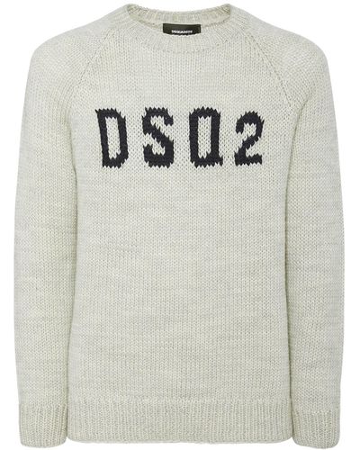 DSquared² Suéter de lana con logo intarsia - Gris