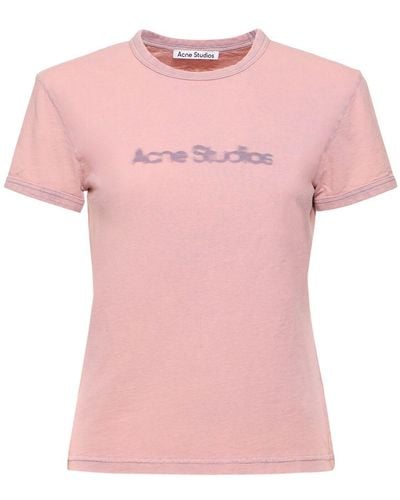Acne Studios Camiseta de algodón jersey con logo - Rosa