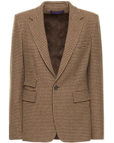 Ralph Lauren Collection Veste en sergé à motif pied-de-poule - Marron