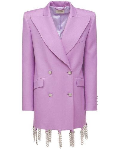 GIUSEPPE DI MORABITO Embellished Wool Flannel Blazer - Purple