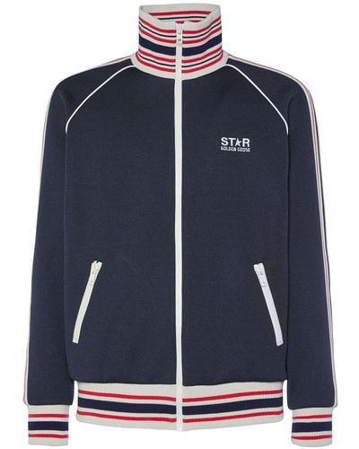 Golden Goose Veste de sport zippée raglan en tissu technique - Bleu