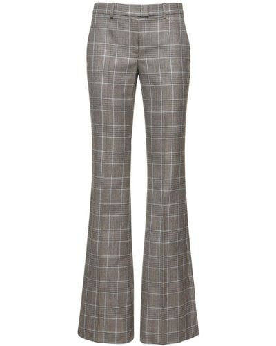 Michael Kors Haylee Wool Crepe Tailored Flared Pants - Gray