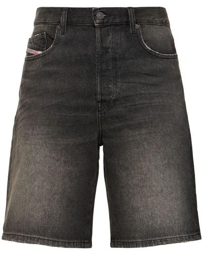 DIESEL Regular Cotton Denim Shorts - Grey