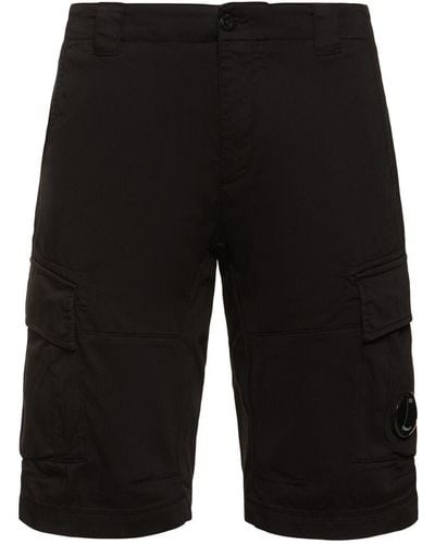 C.P. Company Stretch Cotton Cargo Shorts - Black