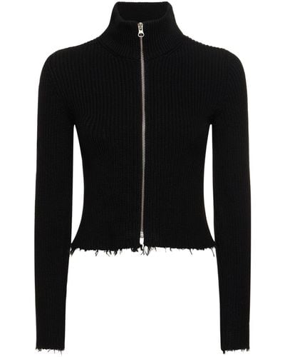 MM6 by Maison Martin Margiela Knitted Cotton Jacket - Black