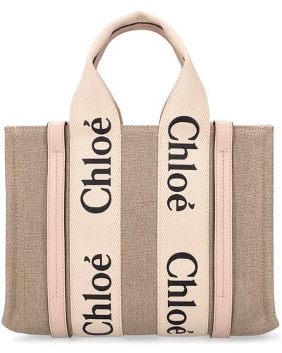 Chloé Small Woody Canvas Top Handle Bag - Pink
