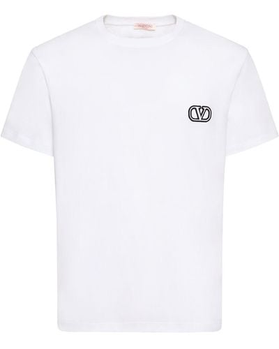 Valentino Camiseta de algodón con logo - Blanco