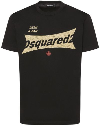 DSquared² Logo Printed Cotton Jersey T-Shirt - Black