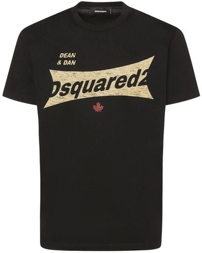 DSquared² T-shirt in jersey di cotone con logo - Nero