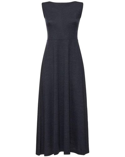 Totême Jersey Boat Neck Wool Midi Dress - Blue