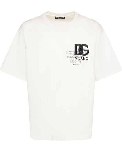 Dolce & Gabbana Embroidered Logo Cotton Jersey T-Shirt - White