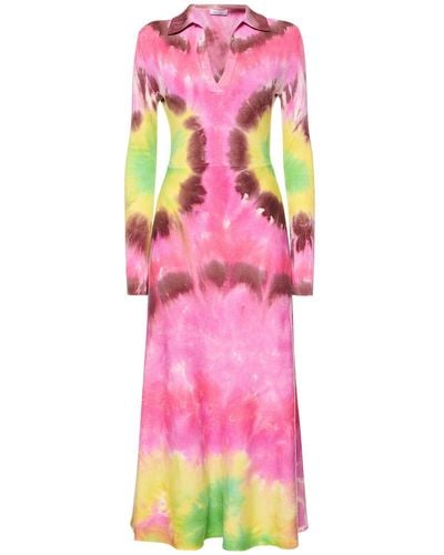 Gabriela Hearst Beryl Tie Dye Cashmere Knit Midi Dress - Pink