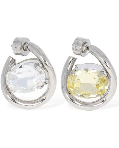 Marni Crystal Stone Hoop Earrings - Metallic