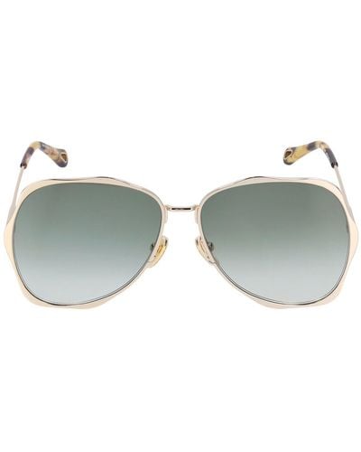 Chloé Oval Oversize Metal Sunglasses - Green